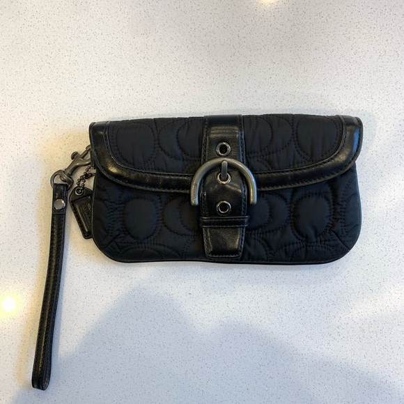 Coach Black Quilted Wristlet Clutch - Picture 1 of 7